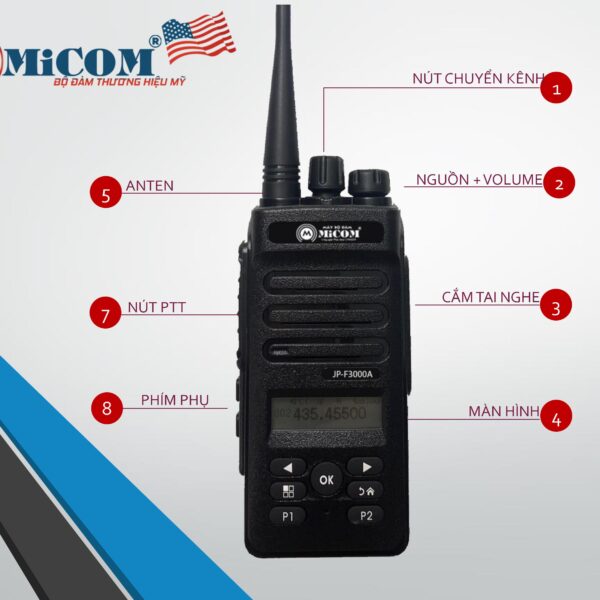 MÁY BỘ ĐÀM MICOM JP-F3000A-M phiên bản có màn hình