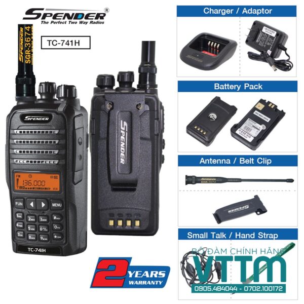 Bộ đàm cầm tay Spender TC-741H VHF: Bền bỉ, tín hiệu mạnh